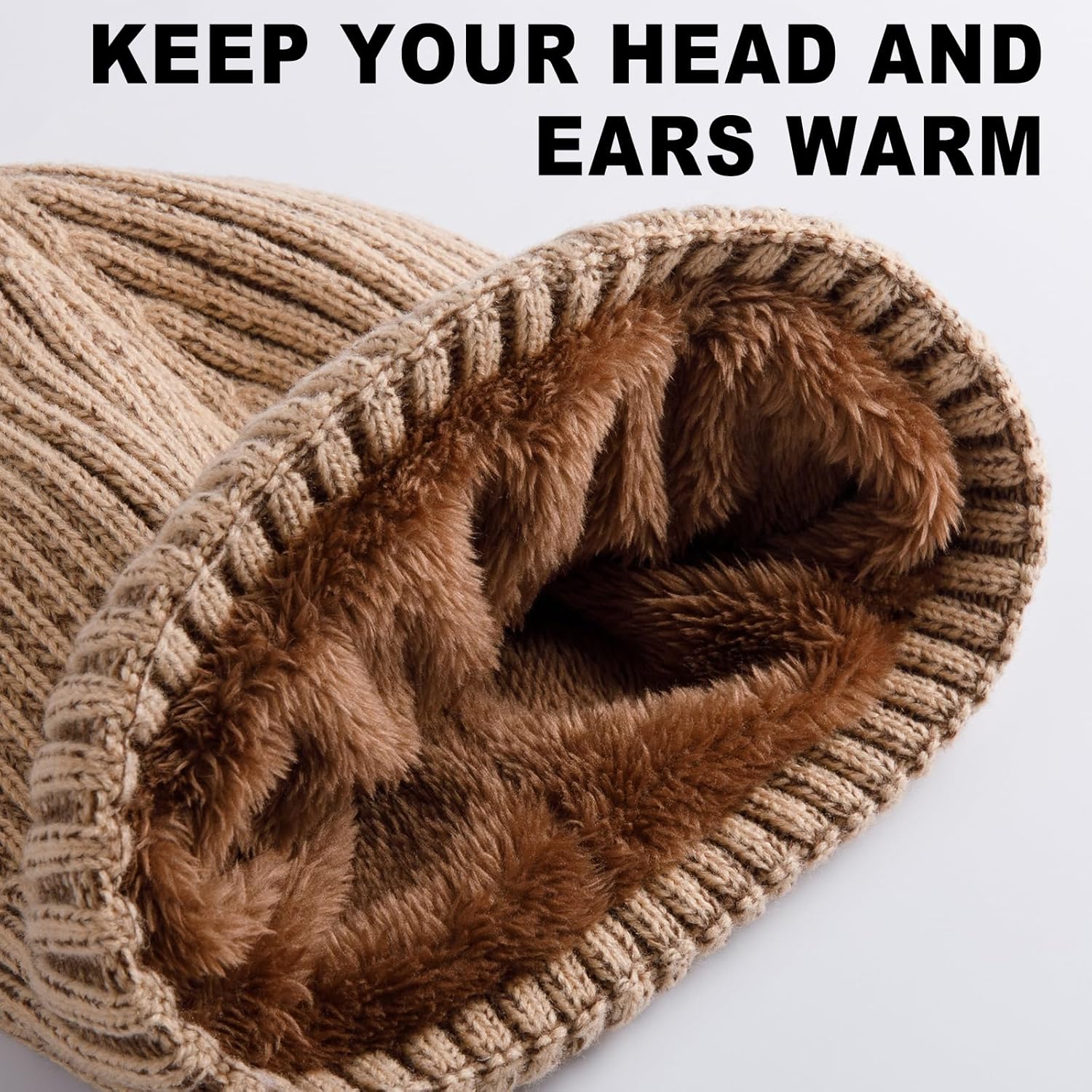 HONGTEYA 3 Pack Winter Beanie for Men Women, Thicken Thermal Plush Lined Beanie Fashion Warm Knit Hat for Cold Weather - Image 4