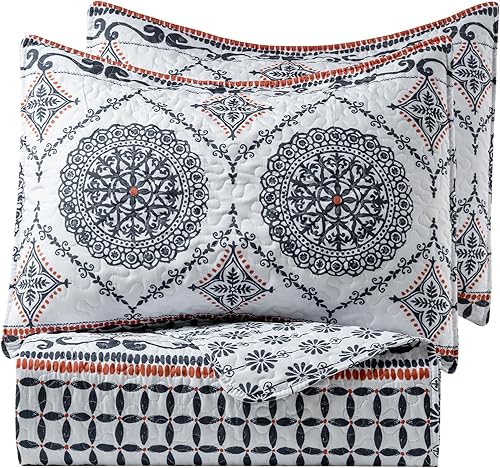 Miniatura 5 de L'IRISDOM Juego de edredones vintage de verano, colchas florales ligeras tamaño matrimonialqueen, funda de cama rústica campestre botánica