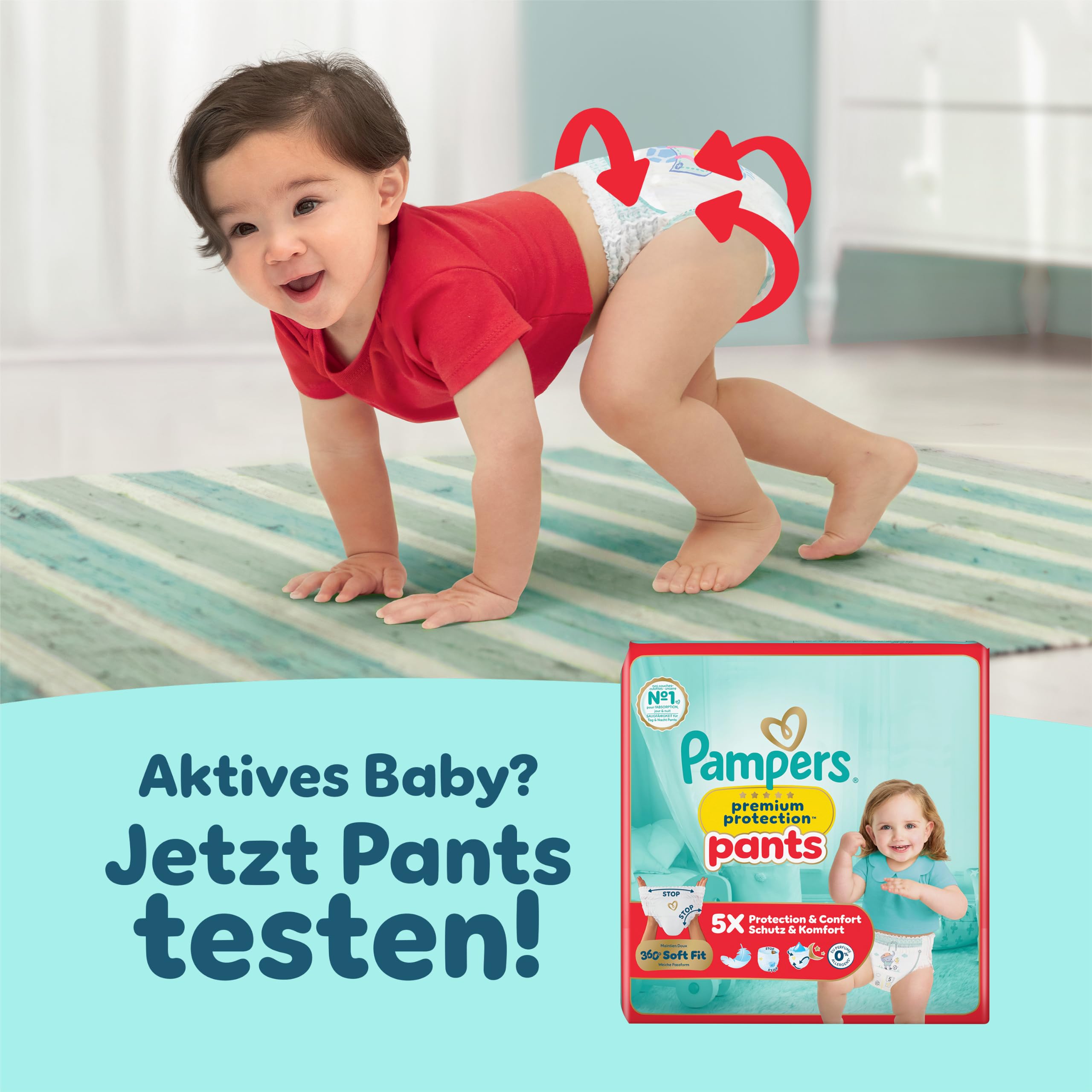 Pampers Premium Protection Größe 4+, 186 Windeln, 10kg-15kg – Ansicht 10