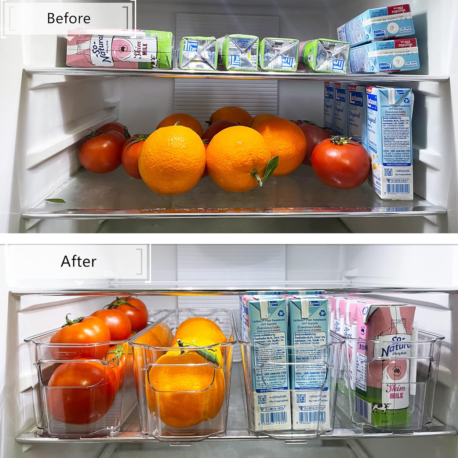 Buy Refrigerator Organizer Bins BOPEY Clear Plastic Bins For Fridge