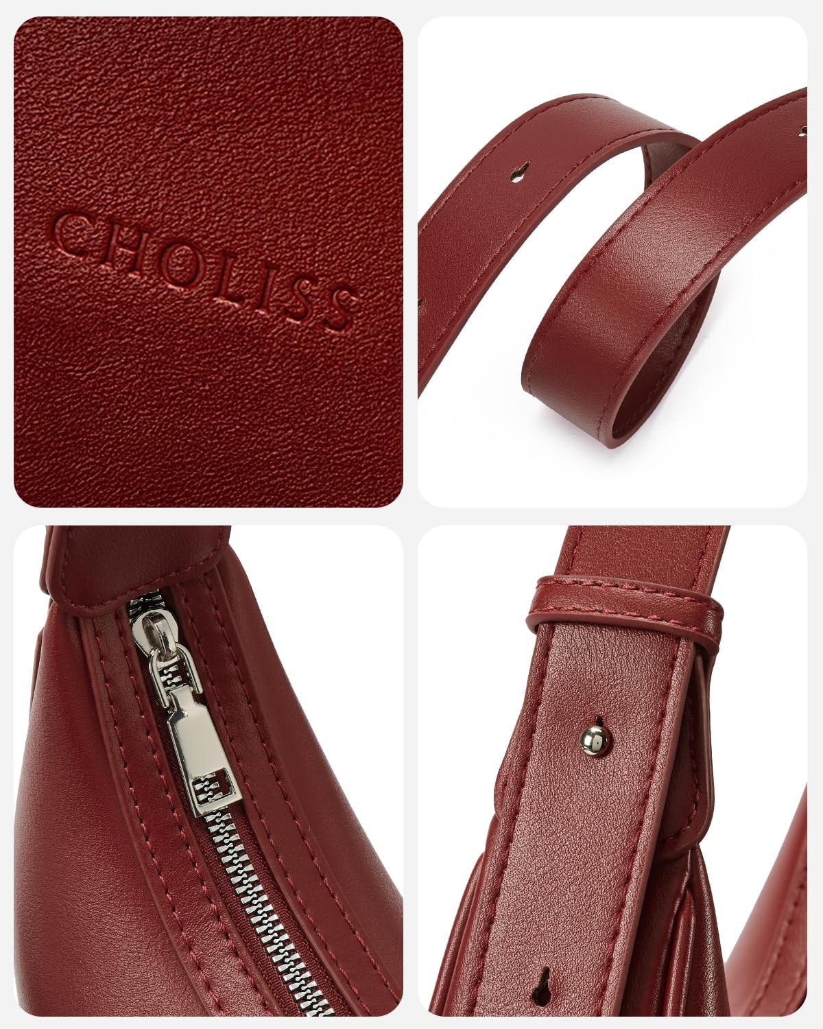 CHOLISS Shoulder Bag for Women RFID Vegan Leather Crescent Hobo Bag Clutch Underarm Purse Top-Handle Travel Handbags - Image 6