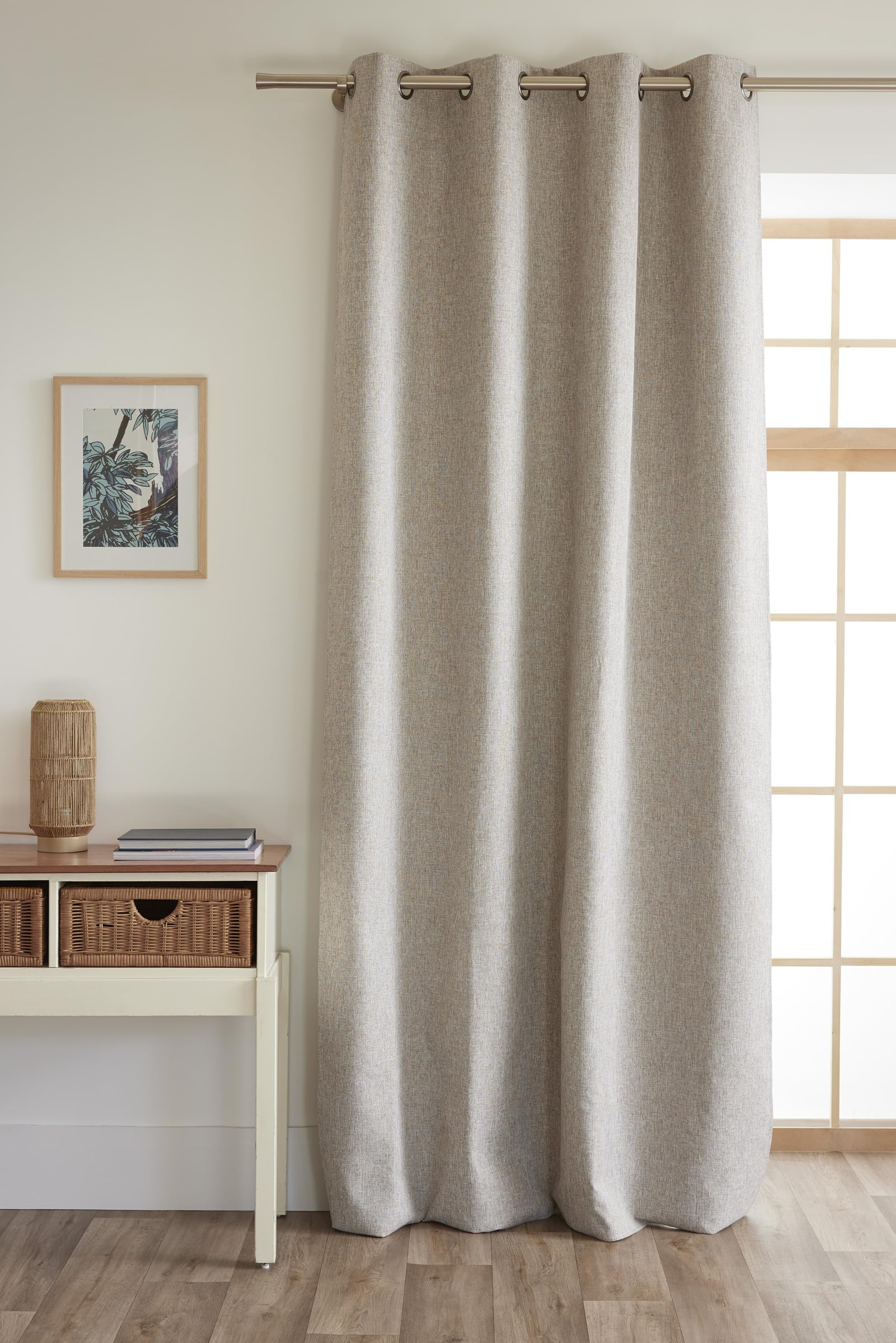 Rideau 100% occultant pour chambre et salon chambray Eres taupe 140x240