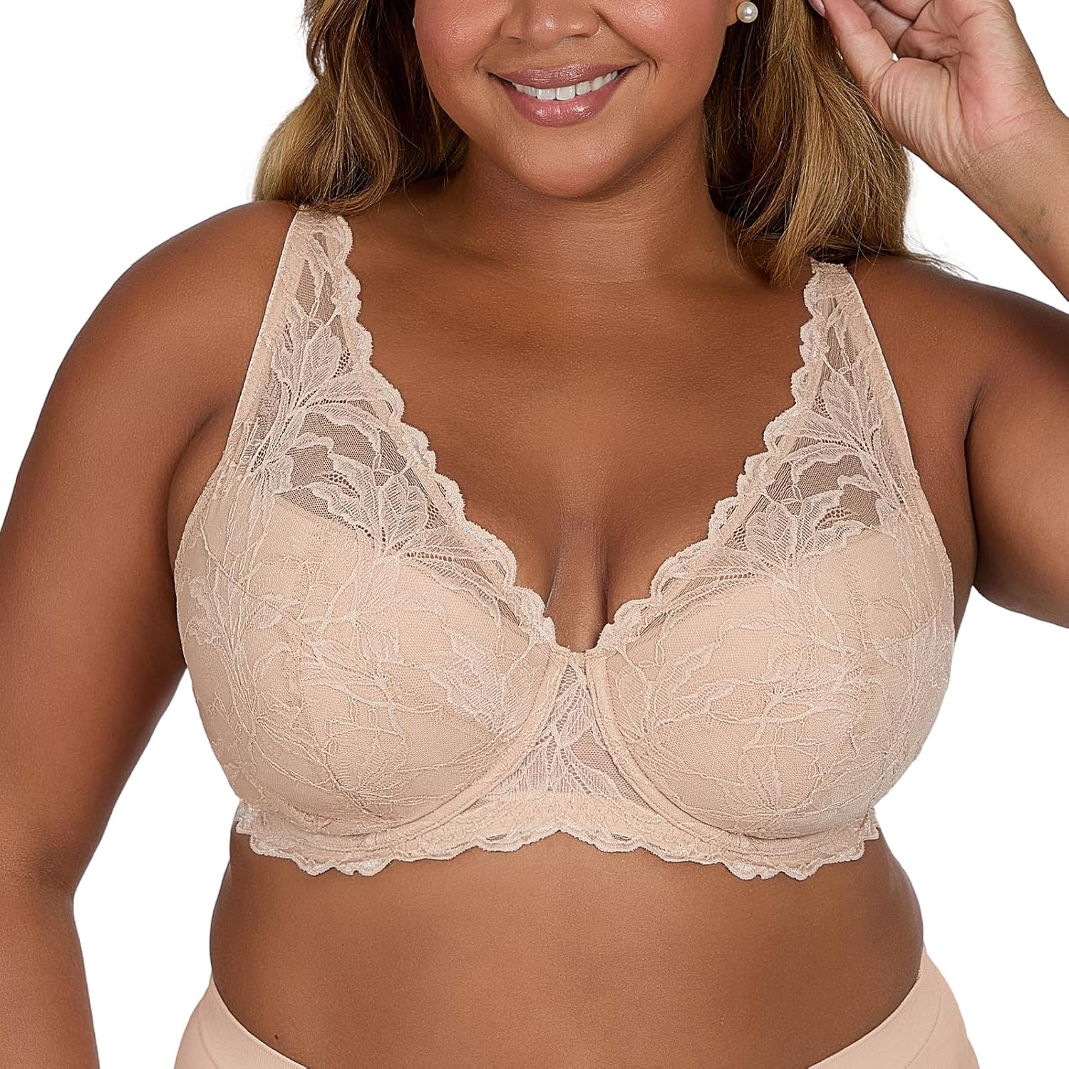 Leading Lady, Willow, Underwire Bra for Women, Lace Design, Adjustable Straps, Foam Cups, Full Coverage, Plunge, 40A-46DDD
