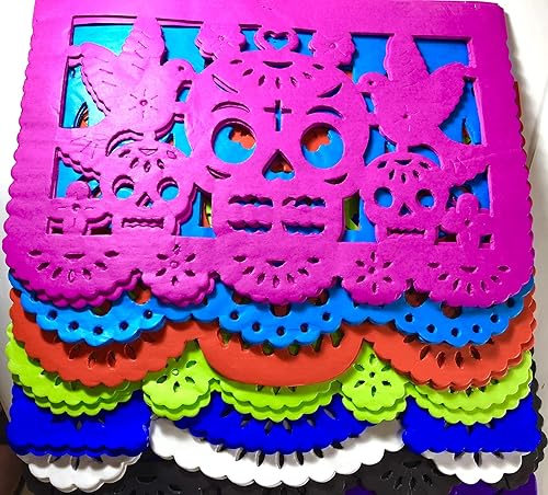 Miniatura 2 de Paquete de 20 Frontales Altar de Ofrendas Kit de Suministros Dia de Muertos Decoración Día de los Muertos Colorido Tamaño Mediano Papel de Seda