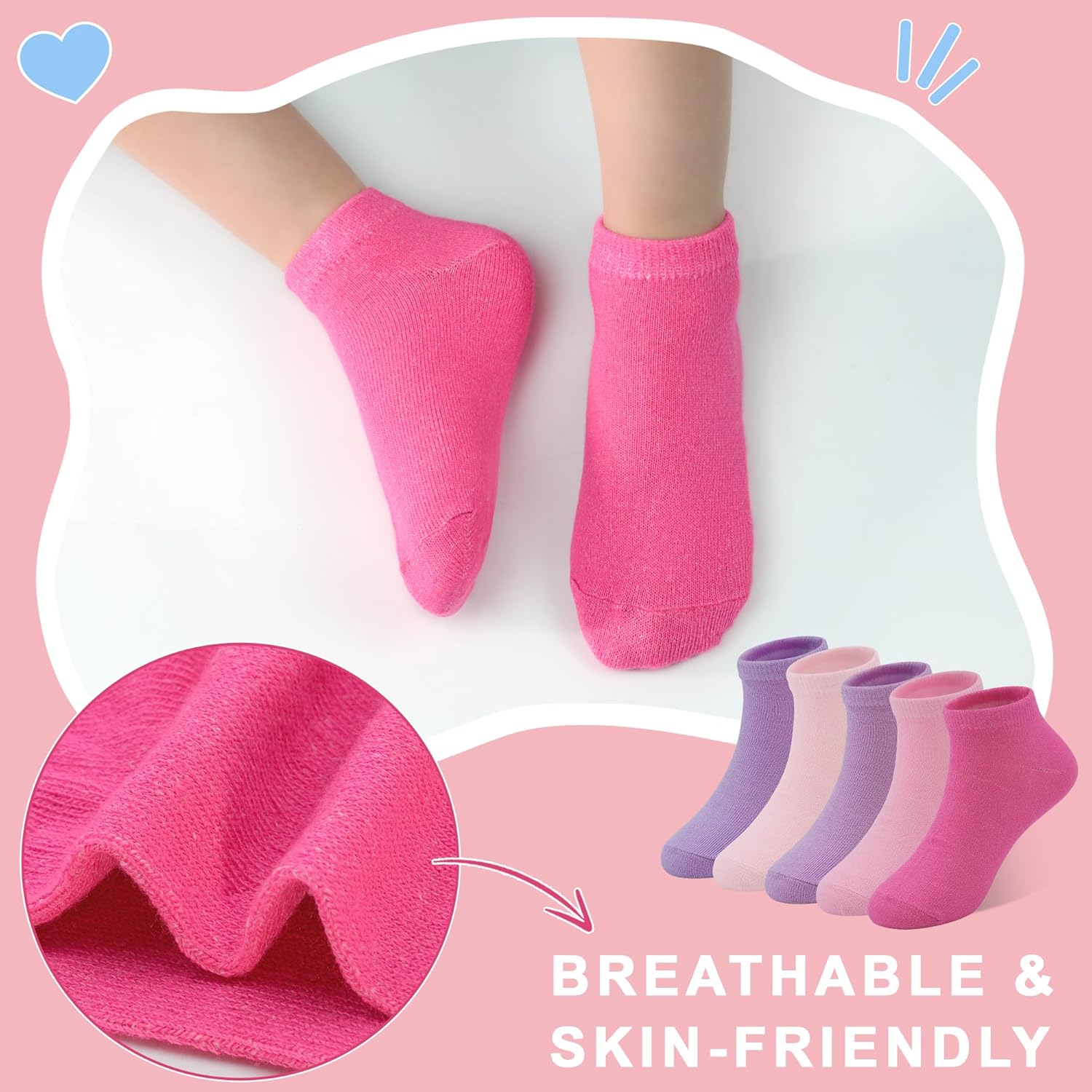 Toddler Girls Socks, 20 Pairs Ankle Low Cut Short Soft Socks for Girls Kids Children Aged 1-13 - Image 4