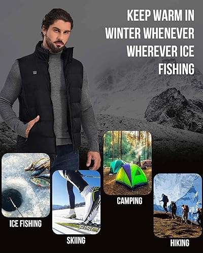 Miniatura 7 de Coldbling Heated Vest for Men Women with 7.4V Battery Pack, 6 Heating Zones Unisex Heat Vest, Lightweight Warm Winter Vest