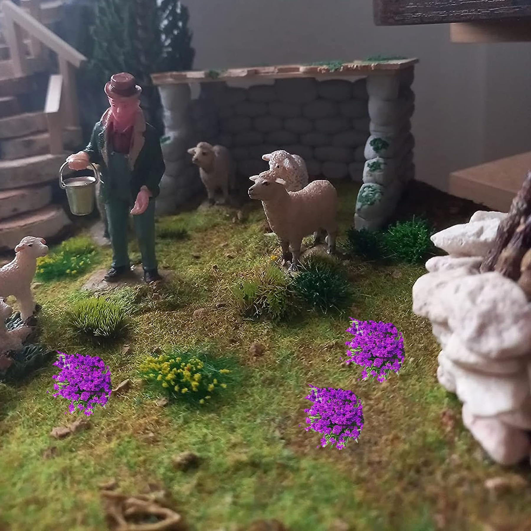 28 Touffes D'Herbe Modélisme - Lichen Artificiel Pour Maquette Train, Diorama, Décoration Paysage - Nylon