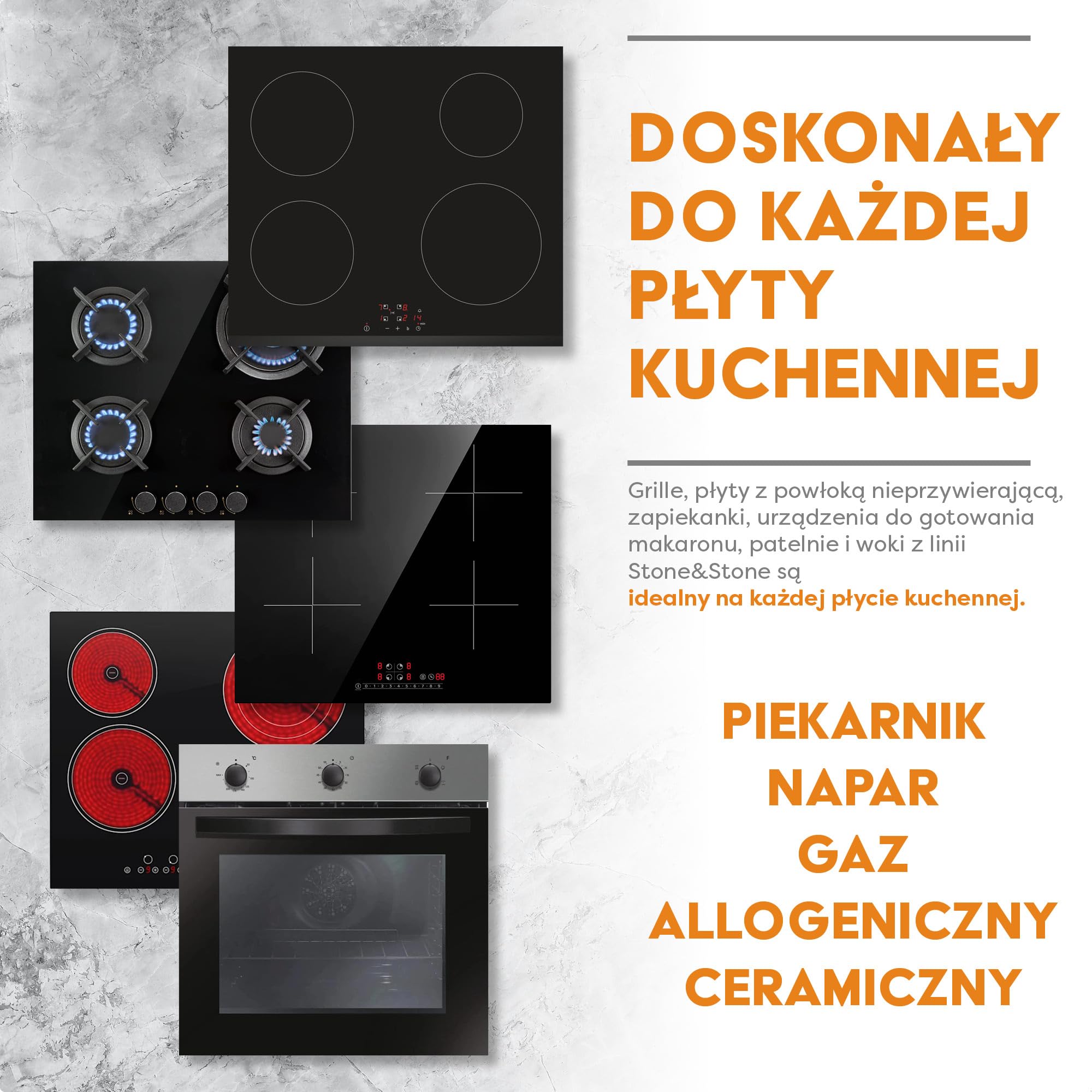 Stone&Stone Naczynia zapiekanki do pieczenia Profesjonalna pasta indukcyjna o dużej przyczepności opracowana w niemieckiej technologii garnek nadaje się również do piekarnika | Pokrywka | 1 łyżka
