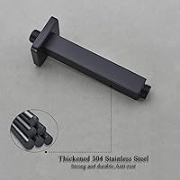 Vista 3 de Brazo de ducha negro con brida, brazo de extensión de cabezal de ducha de montaje en techo, brazo de ducha cuadrado de acero inoxidable, 4 pulgadas