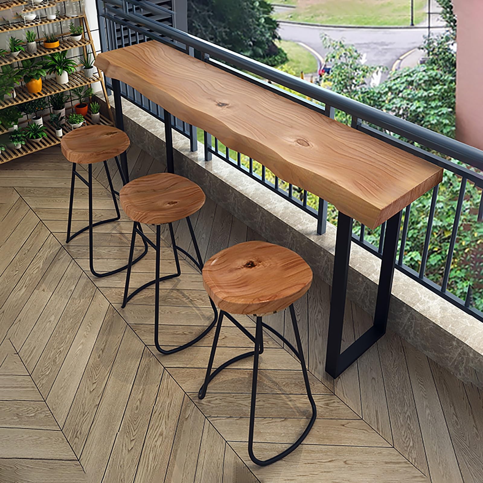 Tavolino stretto moderno in legno da bar rettangolare con poggiapiedi per spazi ristretti soggiorno cucina