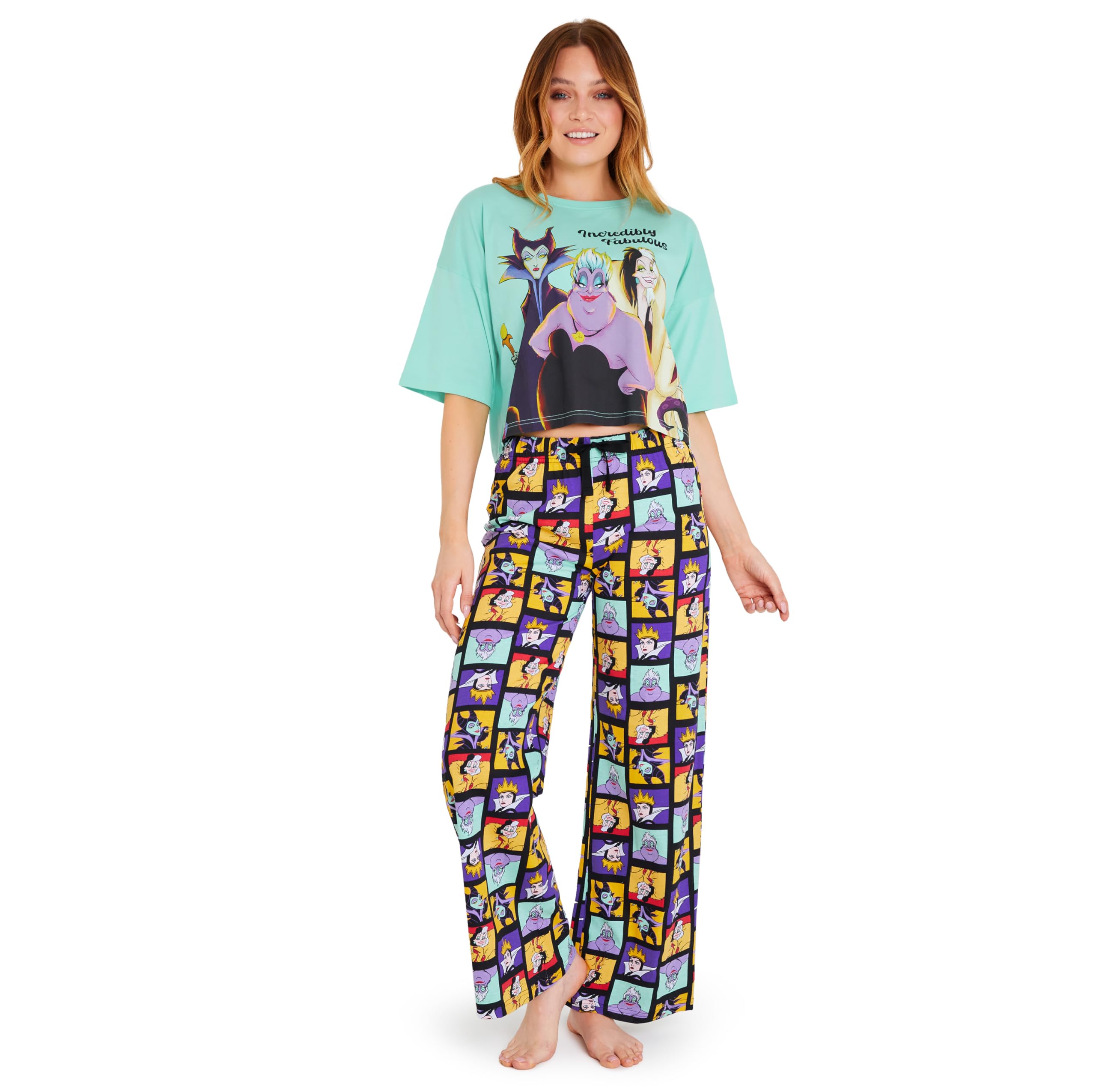 Disney Women's Multi Villains Stitch Pyjamas Set, Cosy Nightwear Long Pjs Comfy Loungewear For Adults Teenagers, Stitch Gifts For (, L)