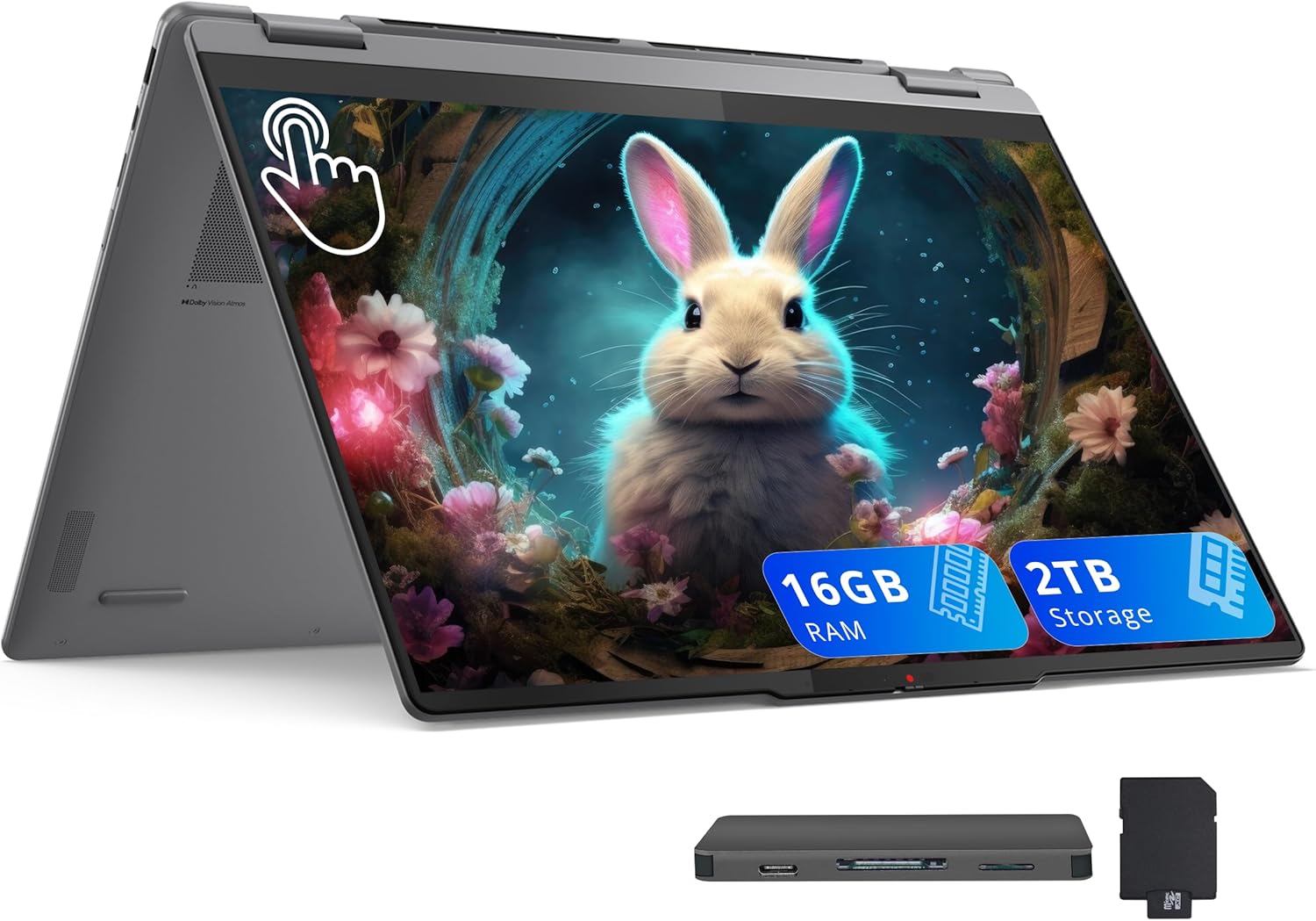 Lenovo Yoga 7i 2-in-1 16" 2K Touchscreen Laptop, Intel Core Ultra 7 256V, 16GB LPDDR5X, 2TB(1TB SSD+1TB Docking Station Set), Intel Arc Graphics, Fingerprint, Backlit Keyboard, Wi-Fi 7, Win11, Gray