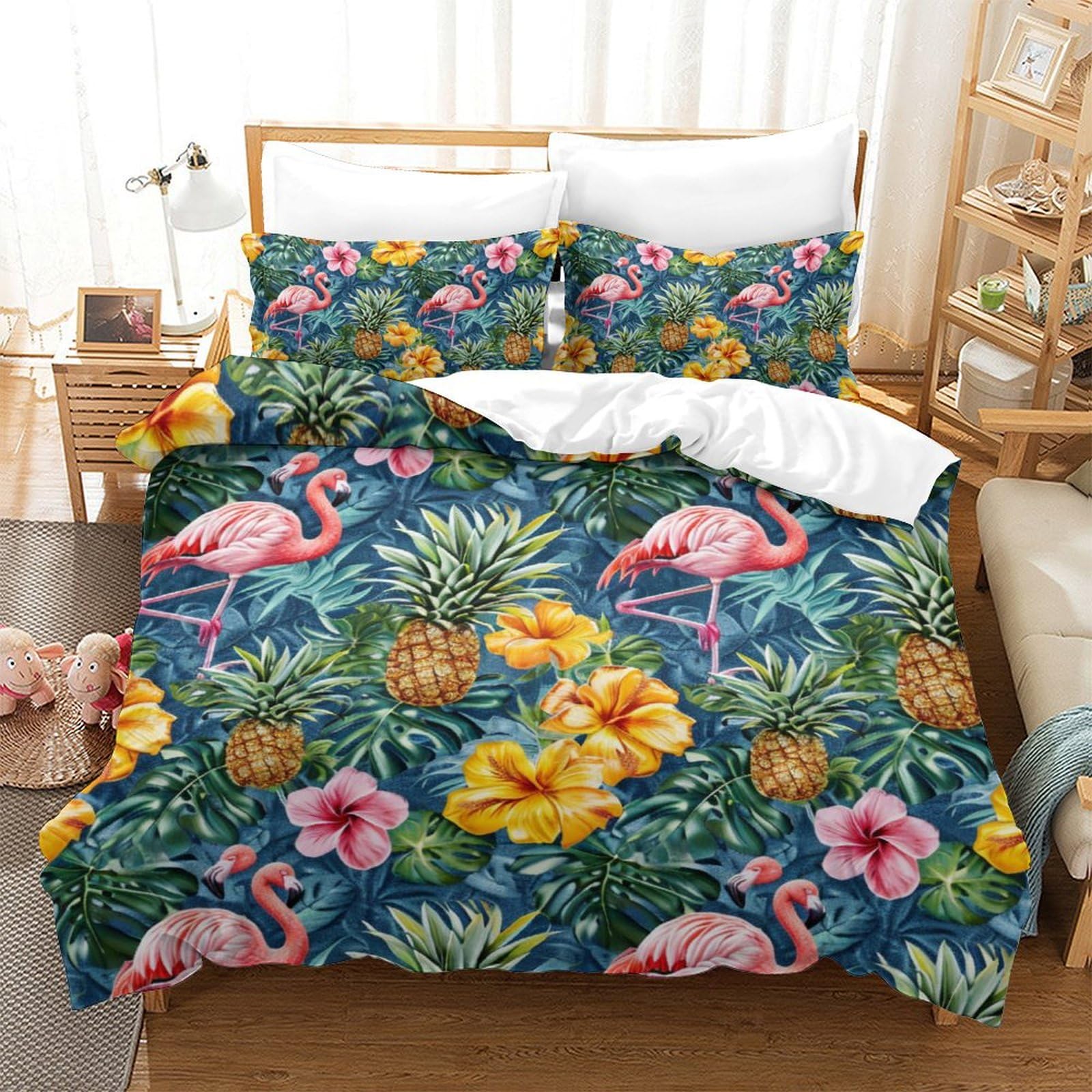 Housse de couette haute qualité en tissu respirant 220x240cm parure de lit 3 pièces