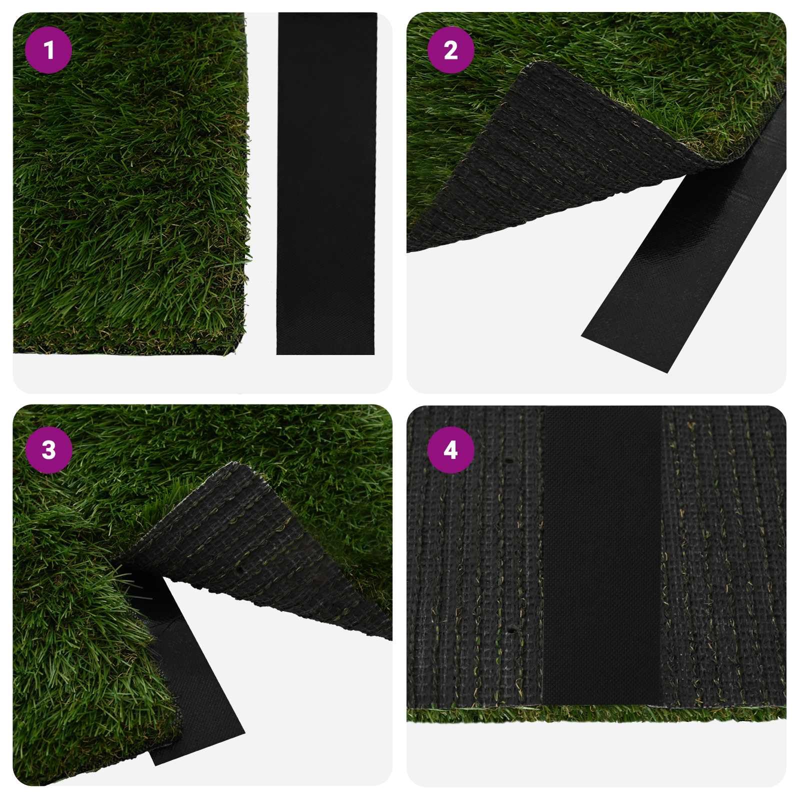 Cinta autoadhesiva de césped artificial de color negro, 10 x 0,05 m, cinta adhesiva de doble cara para montaje en balcón, jardín, terraza, fijación contra resbalones