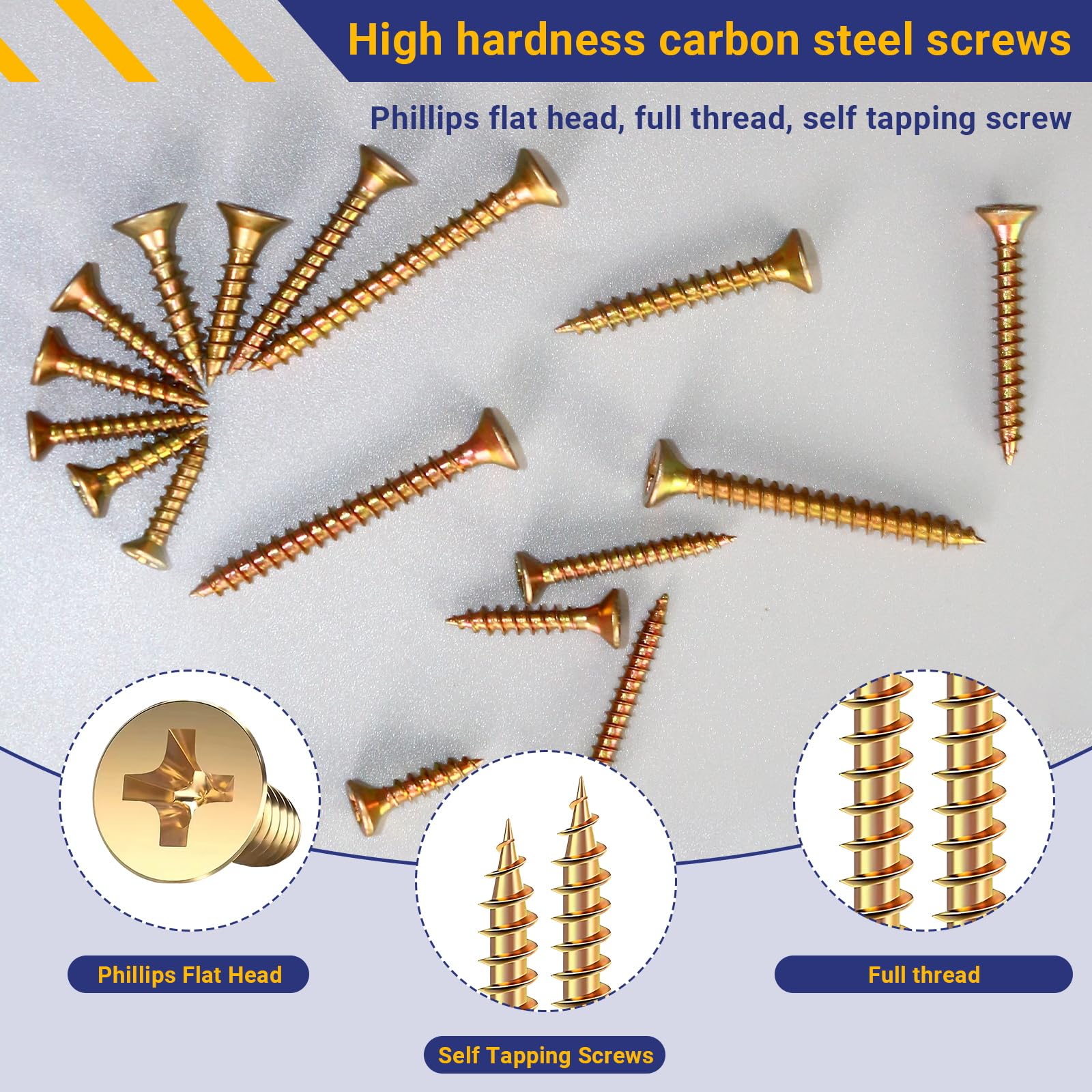 Xyxu Wood Screws Assortment Kit -390PCS M3, M3.5, M4 Self Tapping Screw Set - Image 3