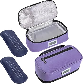 Insulin Cooler Travel Case with 2 x 90g TSA Approved Ice Packs Insulated Diabetic Medication Bag for Insulin Pens & Supplies Compact & Waterproof for Daily Use & Travel