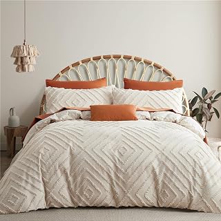 Tospass Bettwäsche 220x240 Beige Stickerei Getuftet Boho Bettwäsche Set