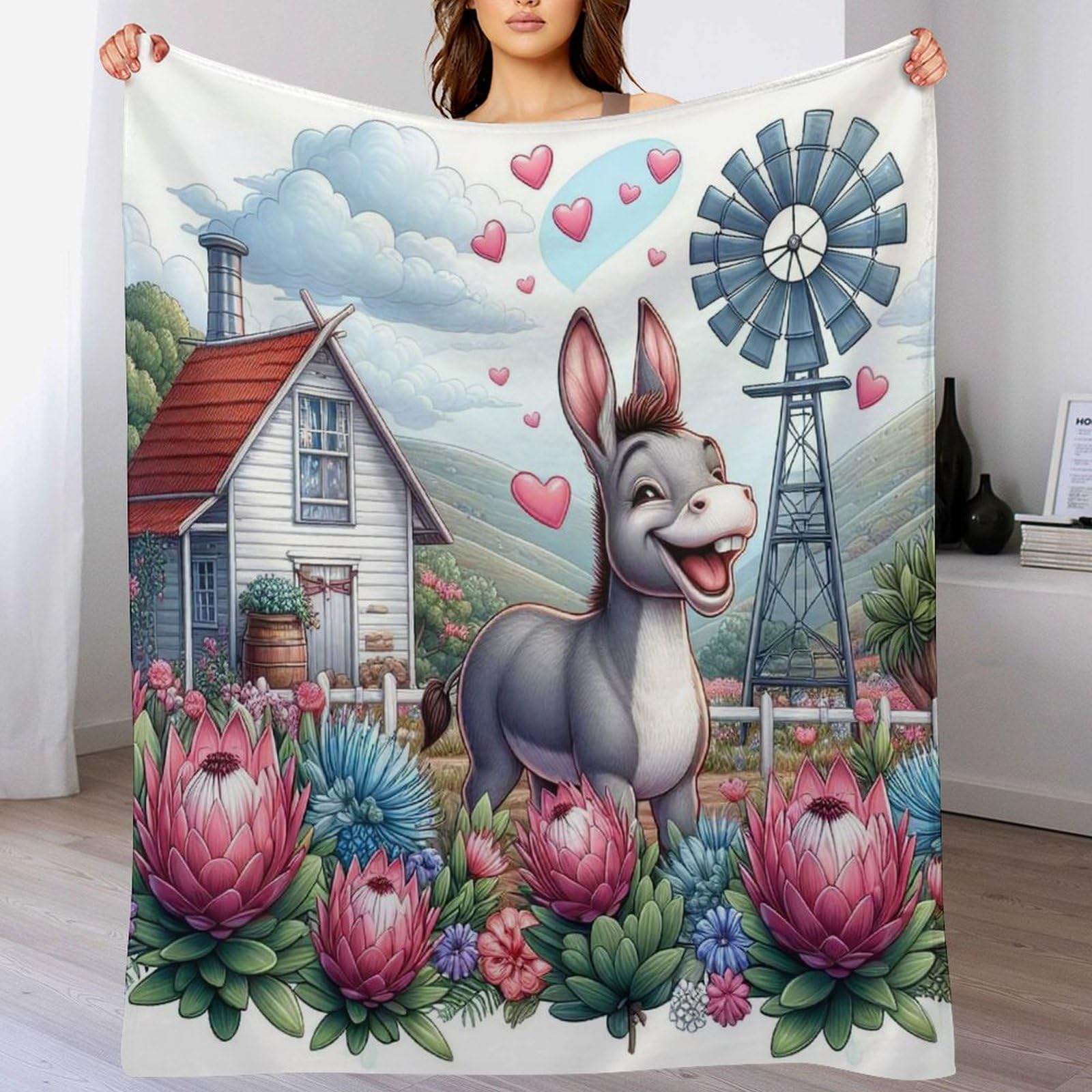Couverture polaire âne légère chaude et douce plaid lit canapé 100x130cm