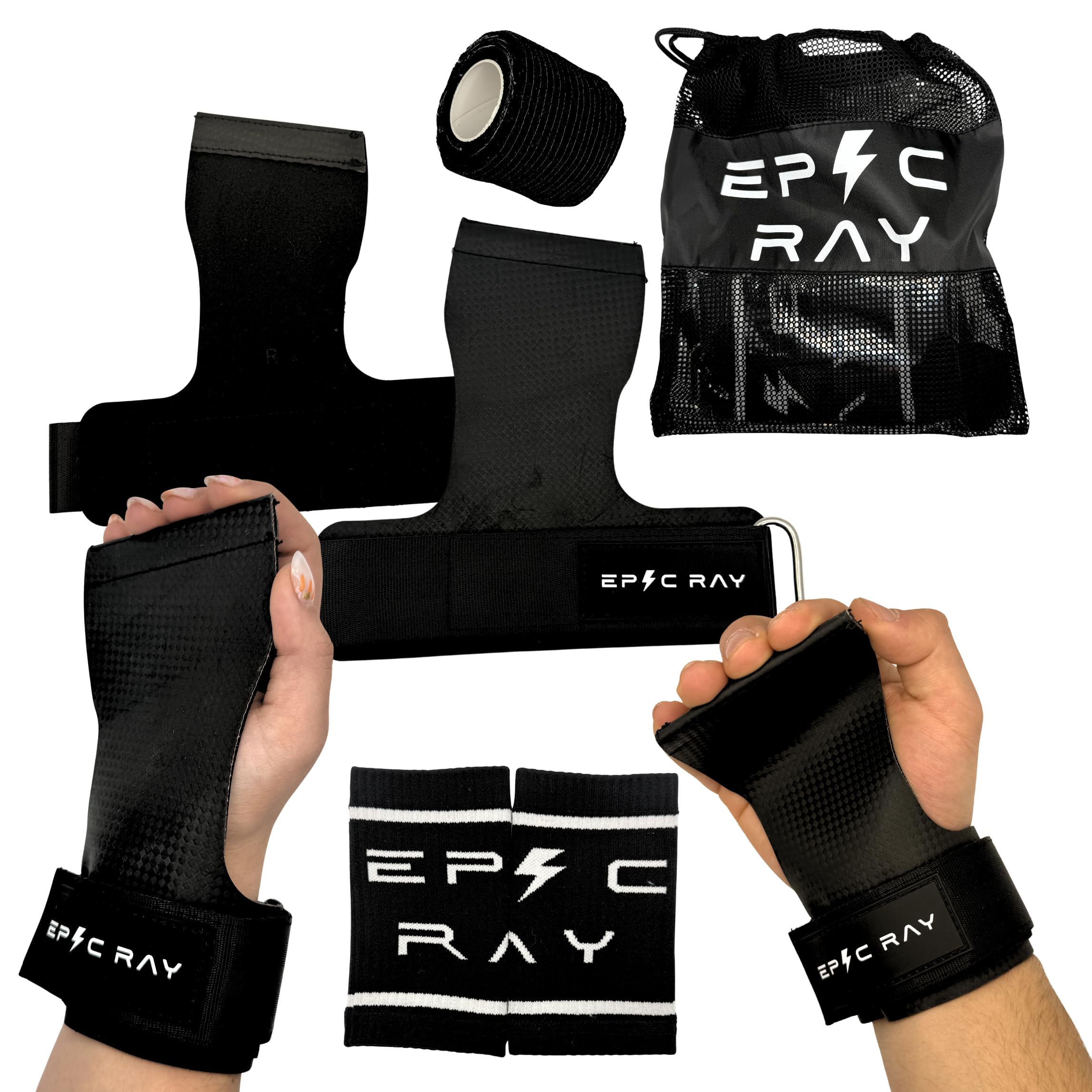 Calleras para Cross Training y Calistenia de Microfibra de Carbono – Kit Calleras, Muñequeras y Cinta Pulgar para Hombre y Mujer