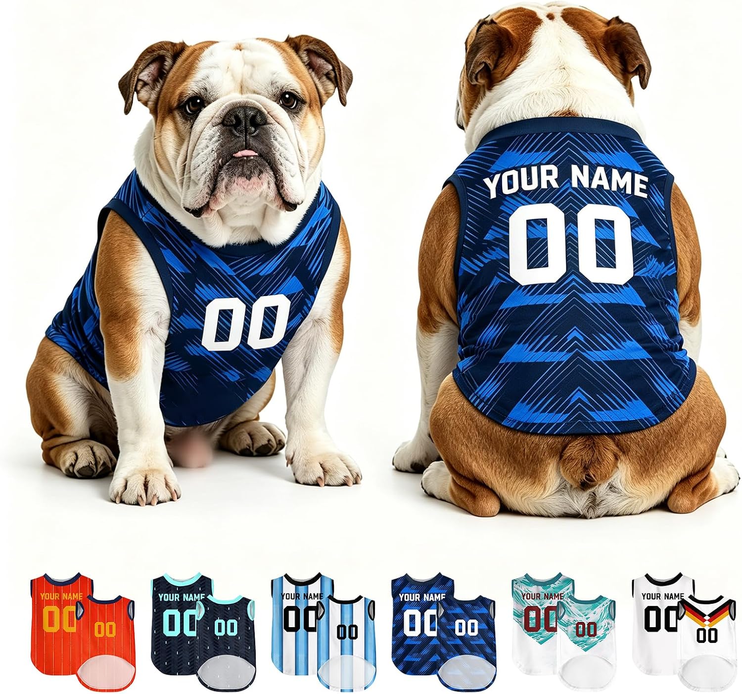 Personalised Dog Jersey, 2026 Pet National Jersey with Name and Number, Dog T-Shirt for Small, Medium, Large Dogs, Gift for Football Enthusiasts (Dark Blue) darkblue