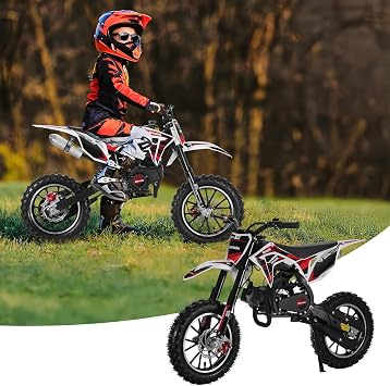 50cc Kids Dirt Bike, New 2-Stroke Gas Mini Bike with Front/Rear Disc Brakes, 330 Lbs Max Load, 40km/h Speed, Dirtbike for Kids 8-14 & Adults, Off-Road Pit Bike Motorcycle Black