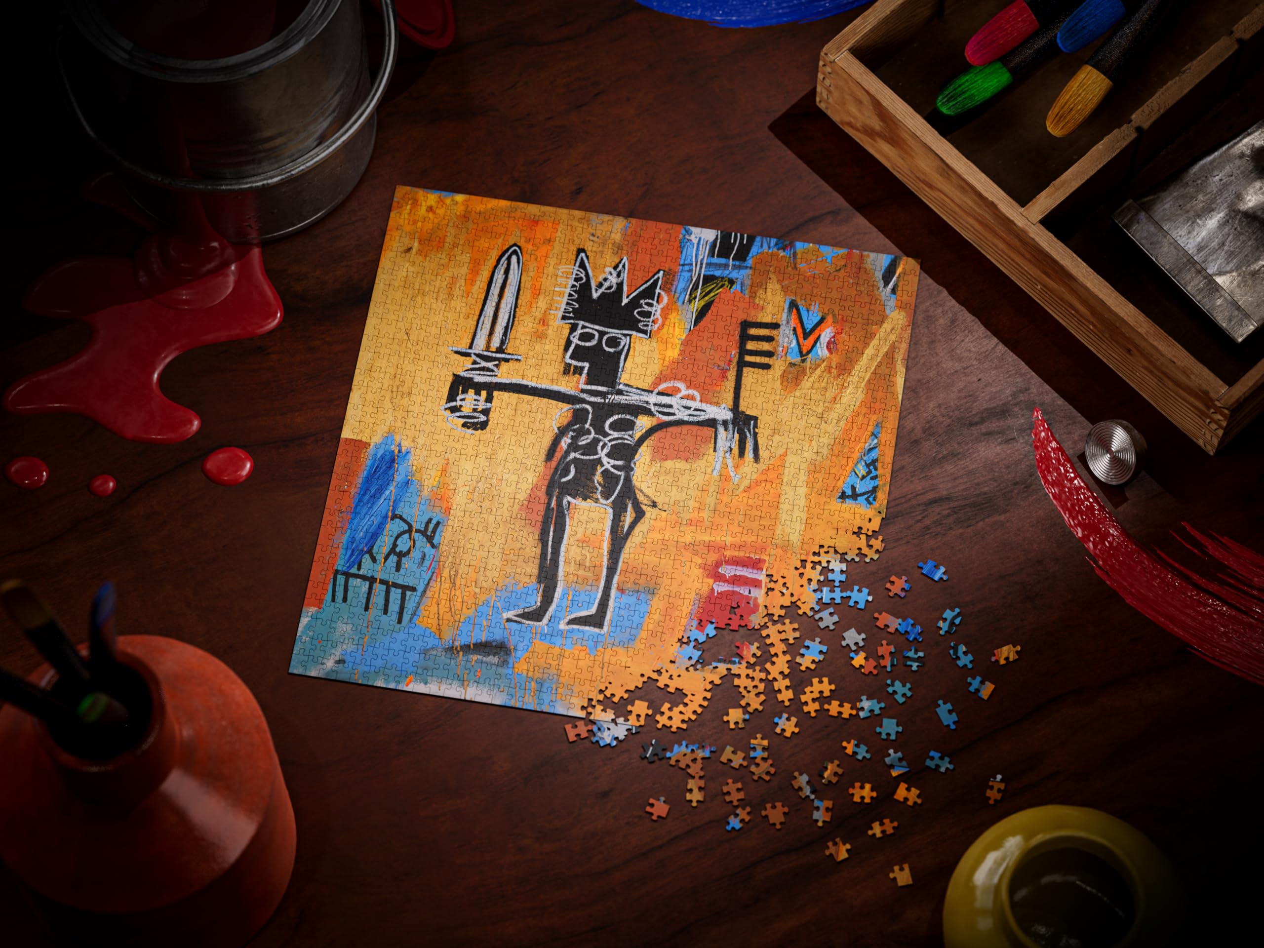 theory11 Basquiat puzzle, 1000 elementów, oficjalnie licencjonowane towary i przedmioty kolekcjonerskie, precyzyjne dopasowanie i jakość premium, puzzle pośrednie