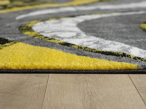 Miniatura 4 de Yafa Home Fashion Alfombra moderna y contemporánea con diseño de remolinos, lujosa, elegante y de moda (amarillo, 2 pies x 3 pies)