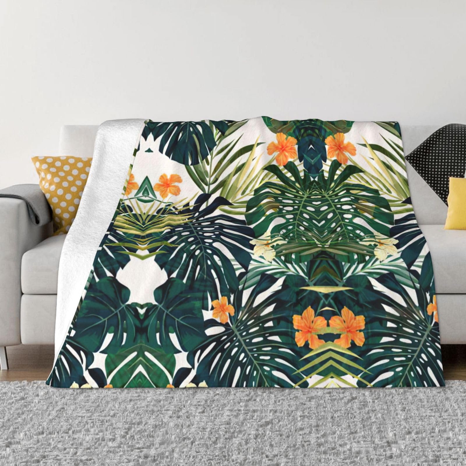 Turchese foglia di palma tropicale Hawaii spiaggia coperta in pile