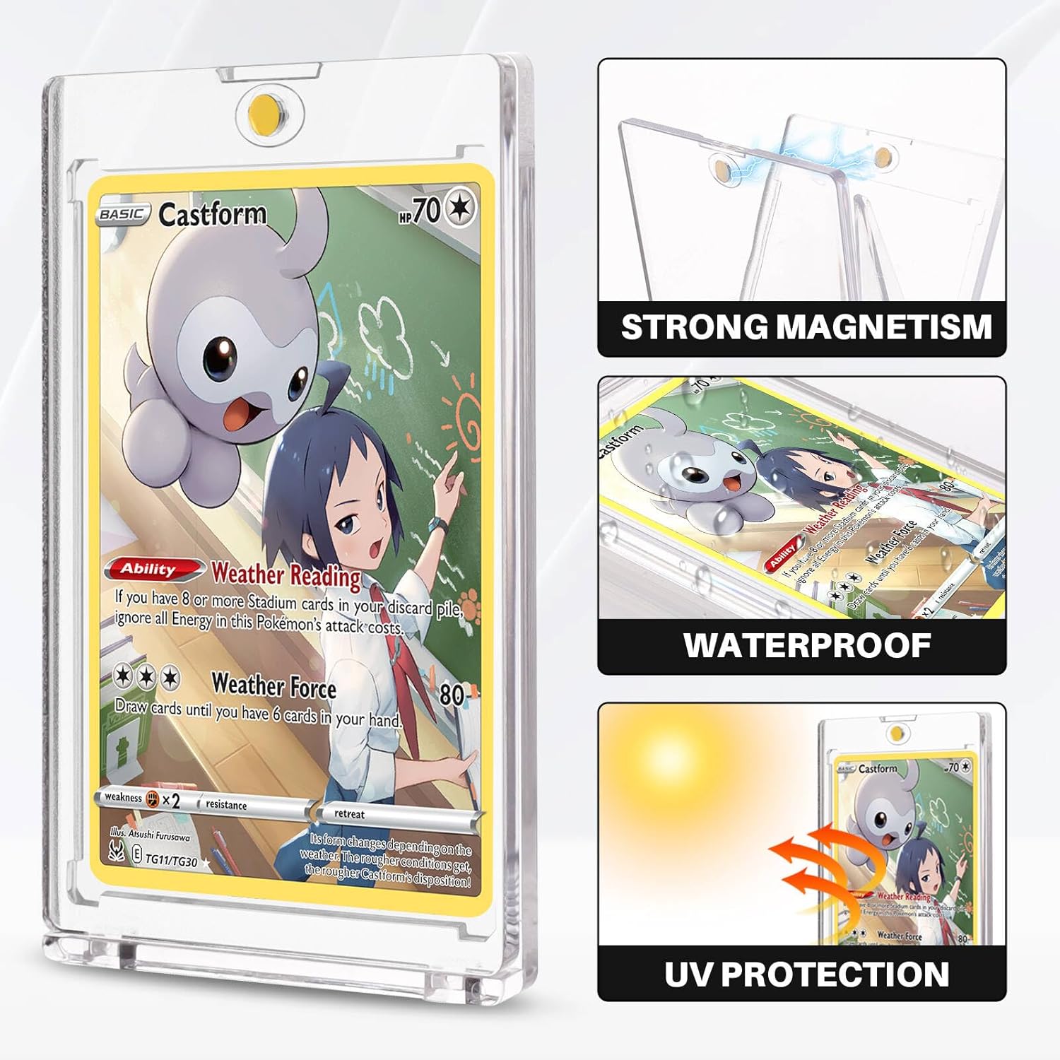 10ct Magnetic Card Holder for Trading Cards, 35pt Magnetic Card Case for Baseball Cards, Display Case for Game Cards, Sports Cards, Card Protectors Hard Plastic Acrylic