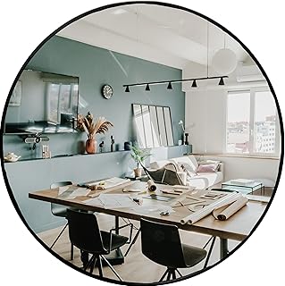 HBCY Creations Large Round Mirror, Black 36 inch Wall Mirror for Entrywa...