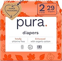 Vista 24 de Pura Pañales Ecológicos Talla 5 (24-35 libras) Totalmente Libres de Cloro (TCF), Hipoalergénicos, de Algodón Orgánico Suave, Sostenibles, hasta 12