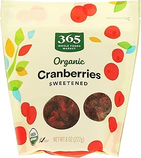 365 by Whole Foods Market, Cranberries Dried Sweetened Organic, 8 Ounce