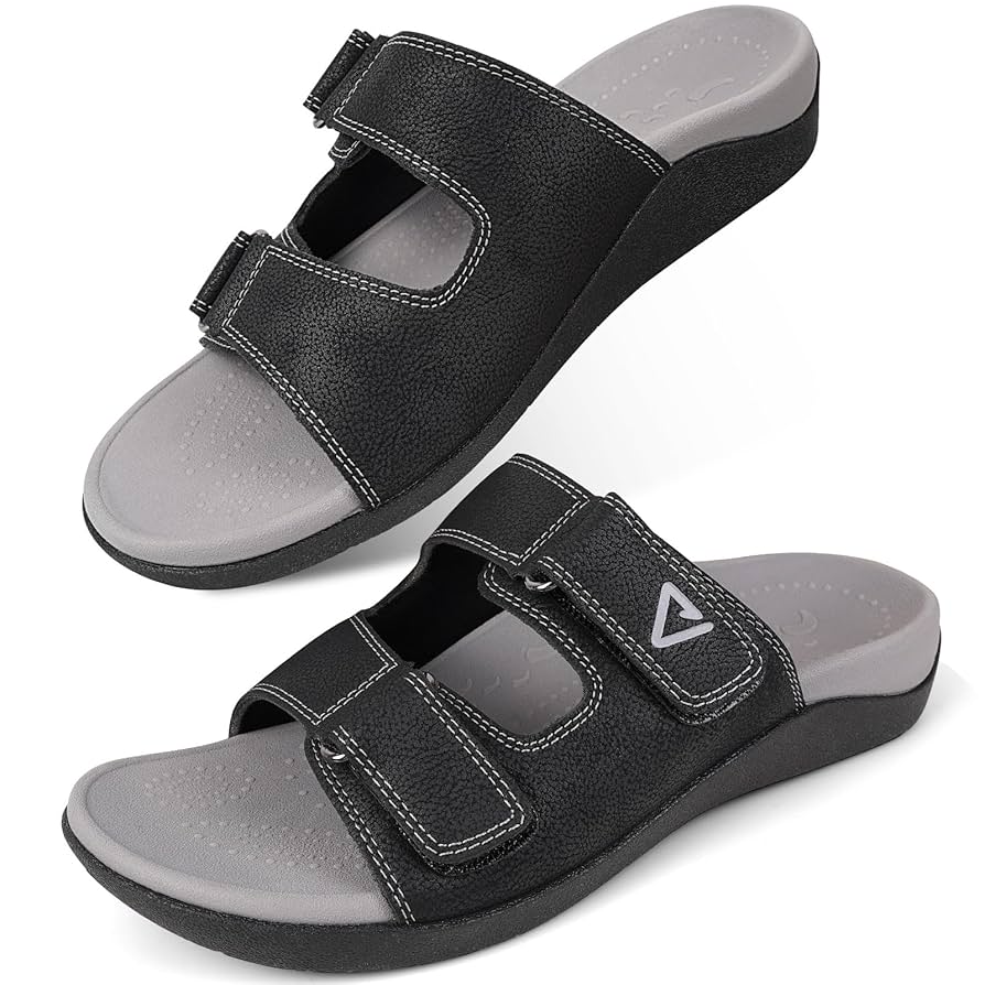 Variety of orthotic sandals showing different styles and support features for different foot conditions