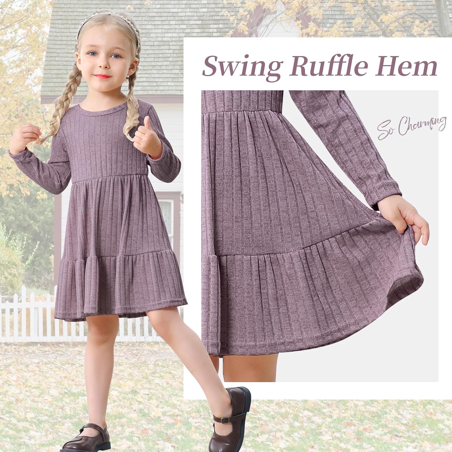 Toddler Baby Girl Long Sleeve Dress Girls Knit Sweater Dresses Tiered Kids Swing Holiday Clothes Fall Winter - Image 4