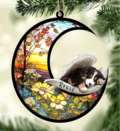 Miniatura 507 de Chow Chow Dog Memorial Suncatcher, adorno de Navidad Chow Chow con nombre, atrapador de pérdida de mascotas, regalos para los amantes de los perros
