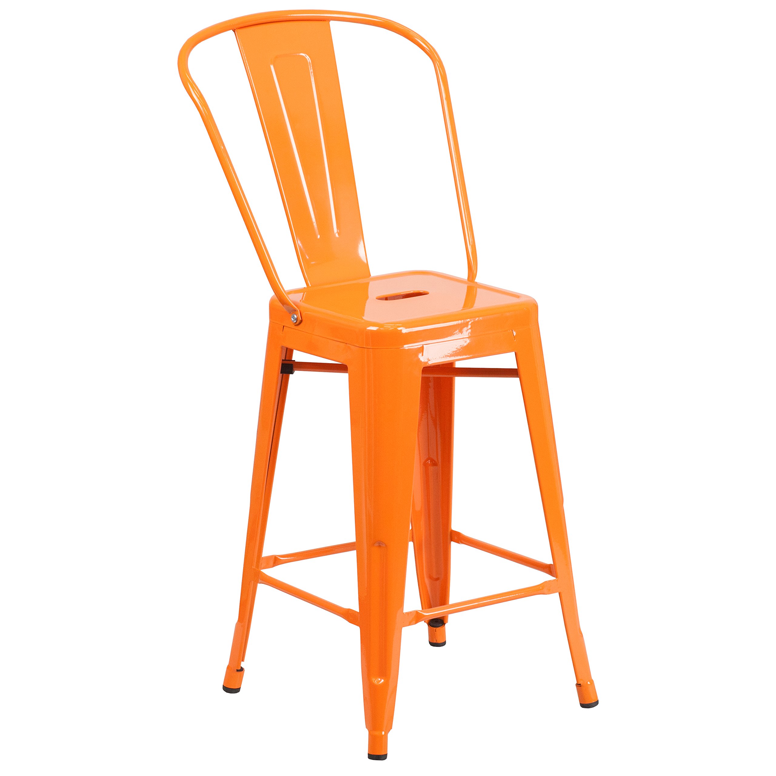 Flash Furniture Orange / 1 Pack / Metal Seat Stools & Bar Chairs