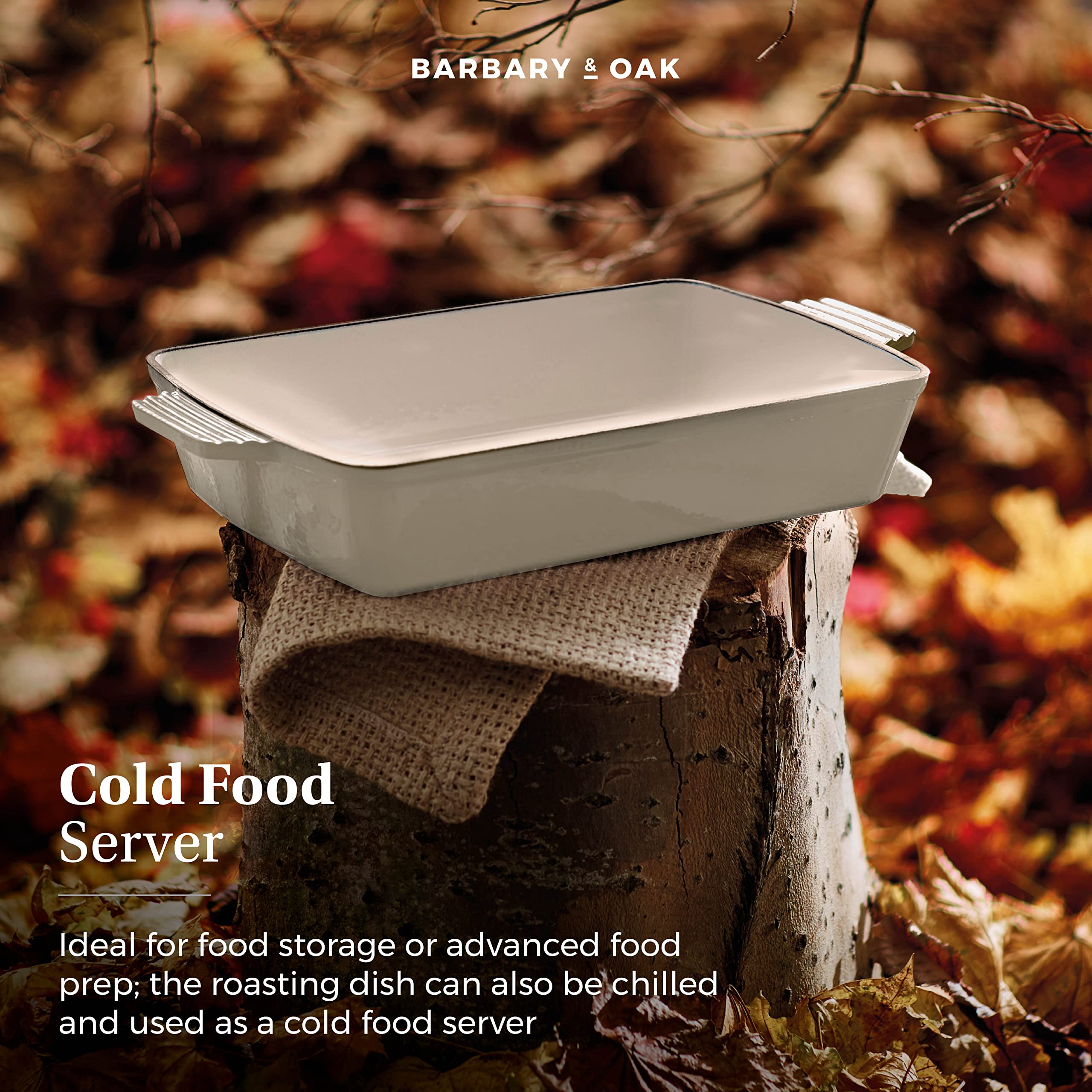 Barbary & Oak BO800258CRM - Girarrosto rettangolare in ghisa con interno smaltato resistente, 39 cm, crema Camembert