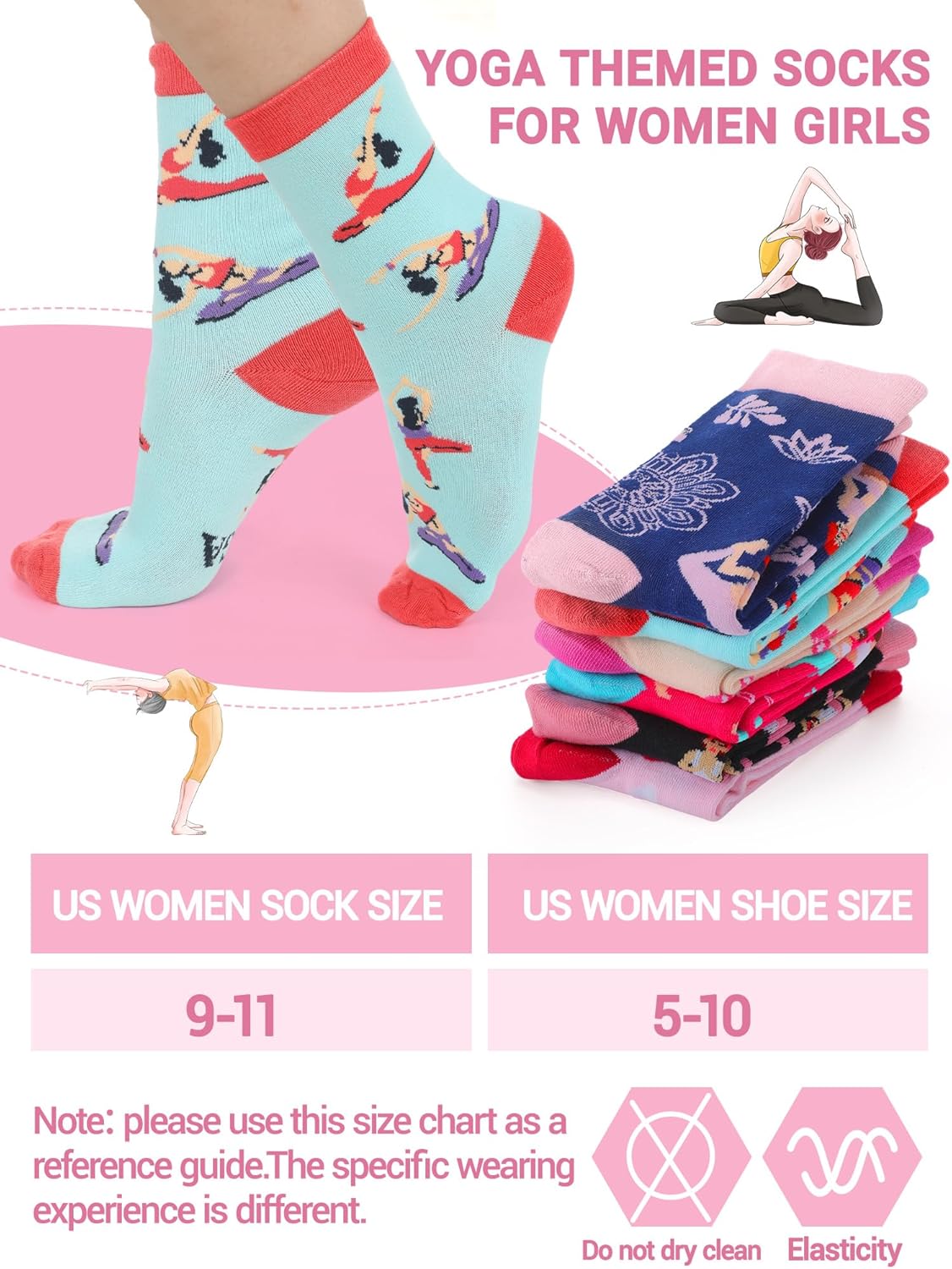 Eurzom 6 Pairs Funny Yoga Lover Socks for Women Girls Novelty Cotton Crew Socks Birthday Valentine's Day Gift for Yoga Teacher Yogis - Image 6