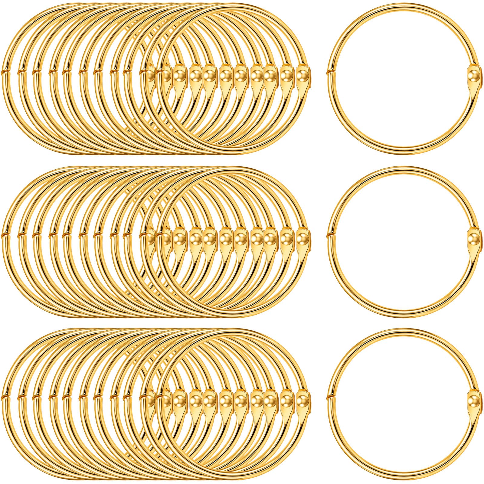 Boao 1.5 Inch Gold 60 Pcs Loose Leaf Binder Rings Bulk Metal Book Rings