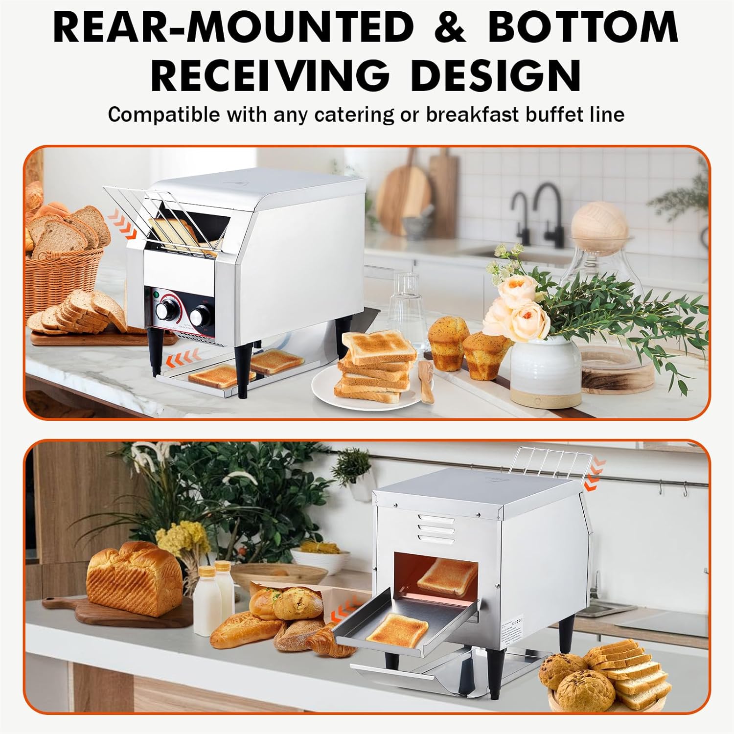 GarveeHome Commercial Toaster Conveyor 150 Slices/H Heavy Duty Industrial Conveyor Toaster Stainless Steel Electric Oven with Dual Heating Tube 7-speed Adjustments for Croissant Bakery Cafe Bagel