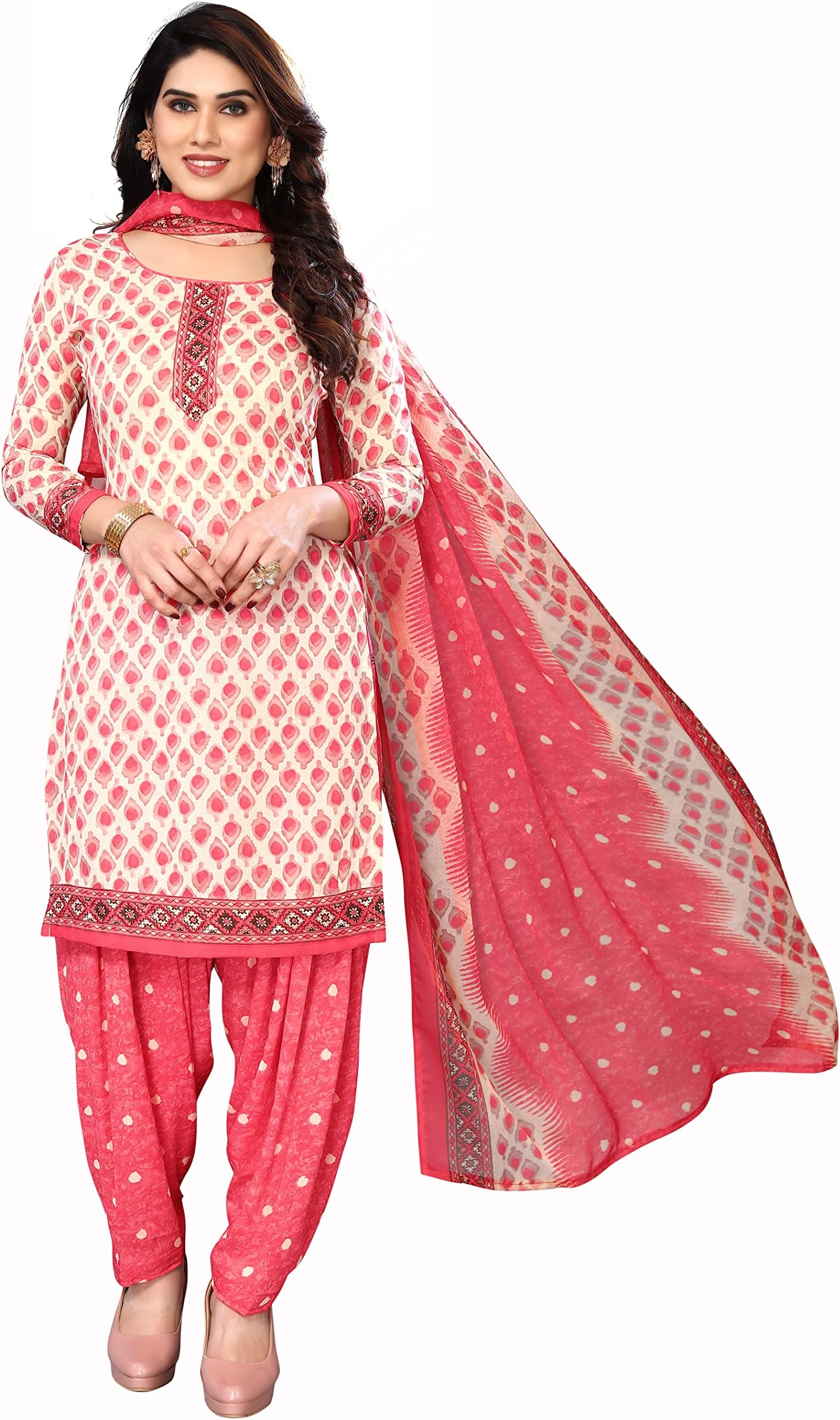 Yashika Women's Crepe Printed Unstitched Dress Material & Unstitched Salwar Suit Material With Dupatta_NEW-JESIKA PINK