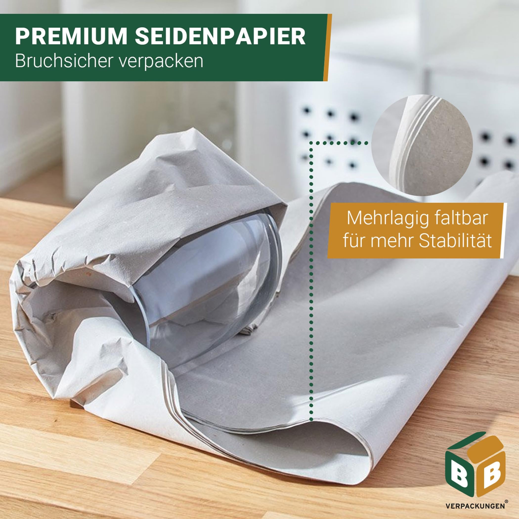 BB-Verpackungen 120 kg de papier de soie 75 x 100 cm 35 g/m² d'épaisseur (120 kg environ 4560 feuilles) | Papier d'emballage de qualité industrielle pour déménagement et expédition en matériau 100