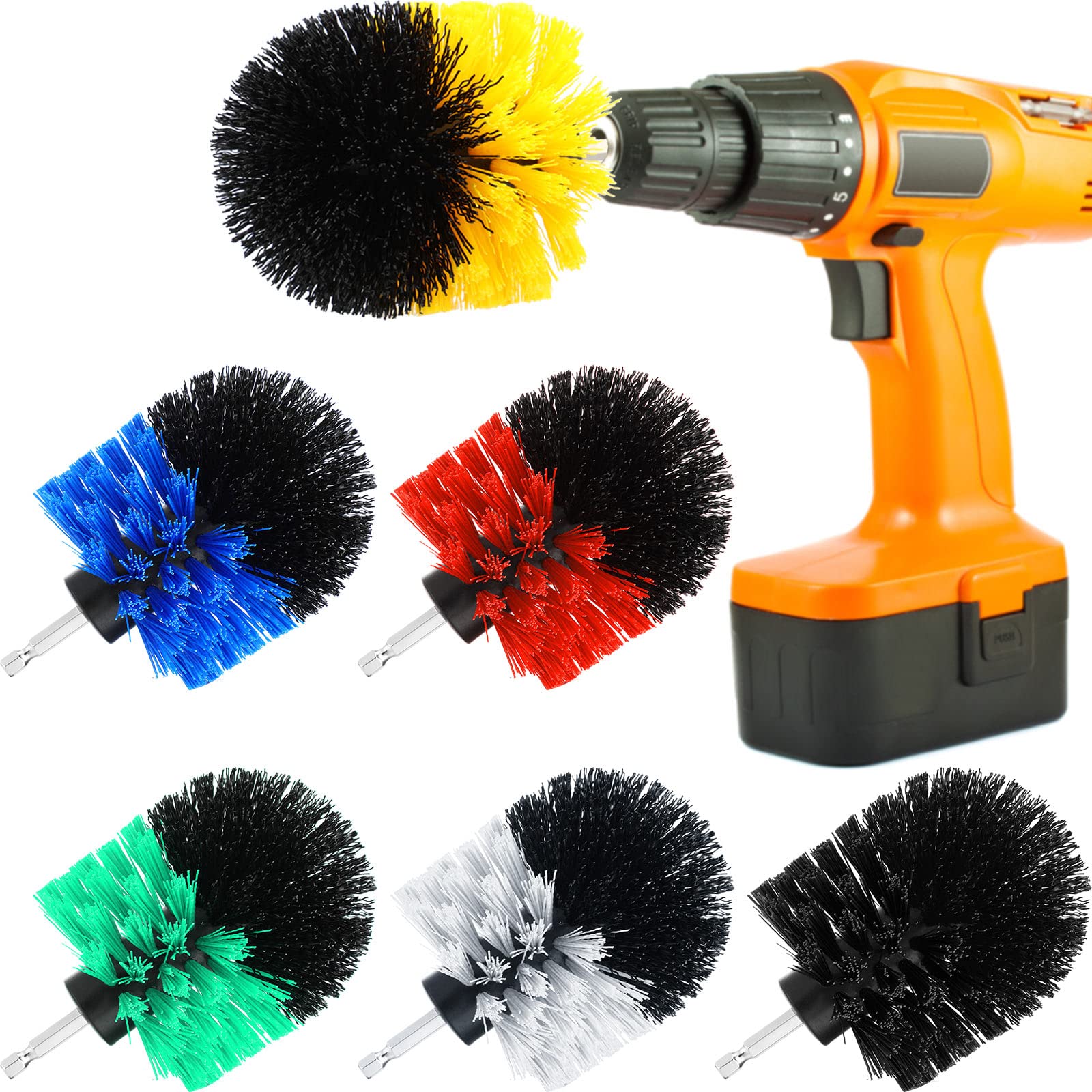 Brosses pour perceuse de nettoyage et carrelage : 6 embouts brosses nylon