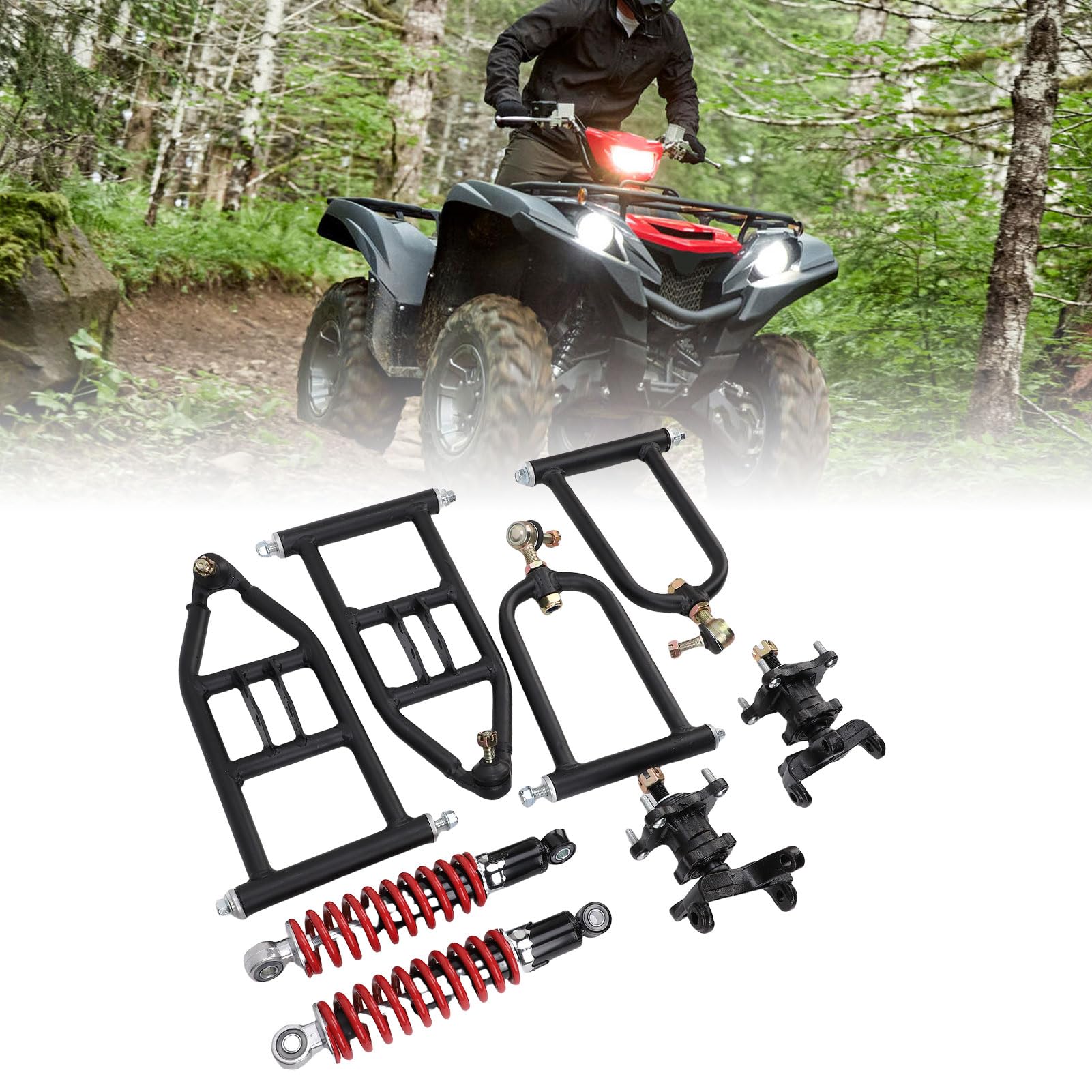 Akozon Kit de Brazo Oscilante de Suspensión Delantera, Experiencia de Conducción Segura y Estable, Go Kart Eléctrico, ATV, Quad Bike, Metal y Goma
