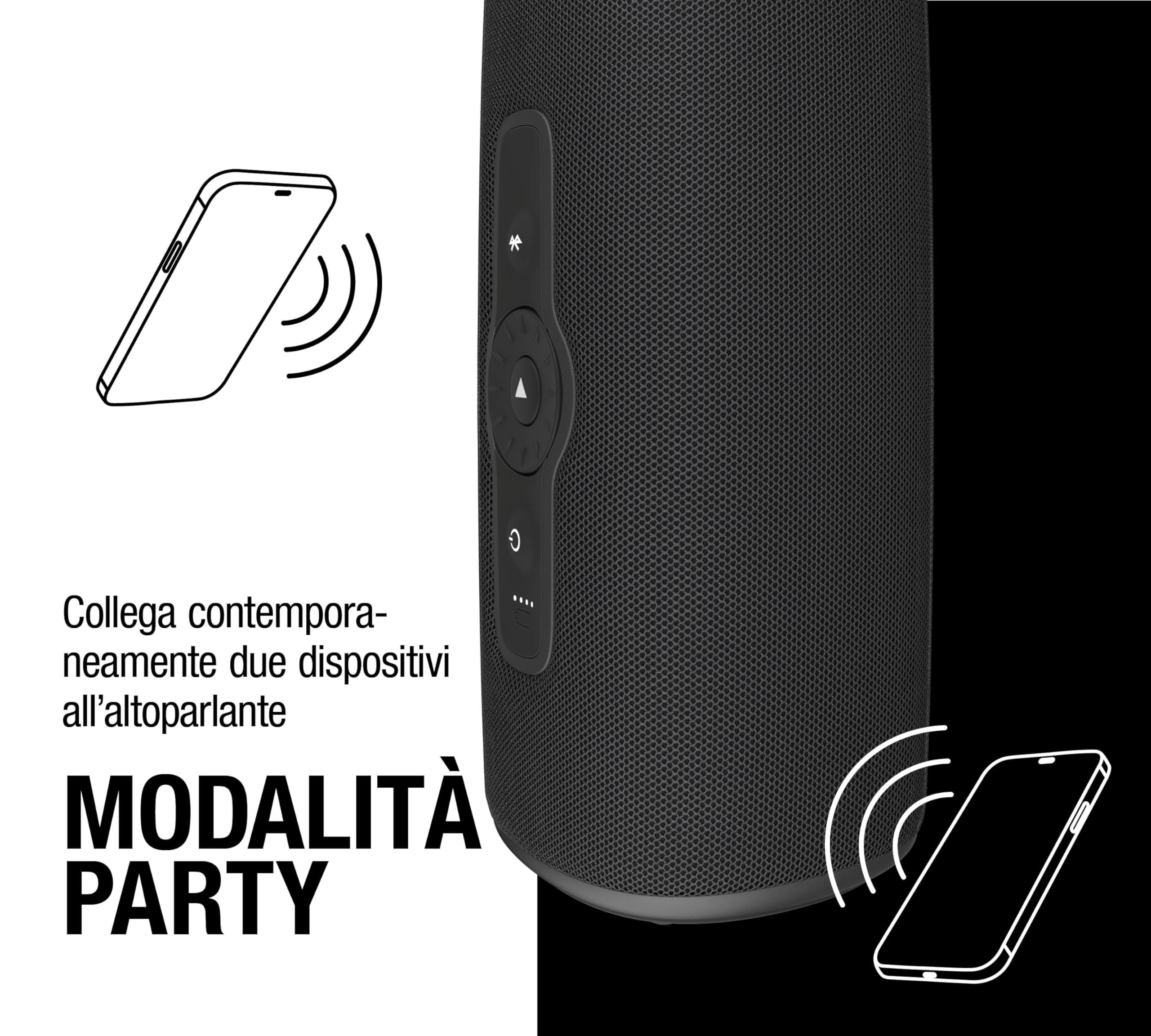 Fresh 'n Rebel Bold M2 Cassa bluetooth portatile con 24 ore di autonomia, speaker bluetooth impermeabile (IP67), modalità party, Ghiera di controllo del volume, bassi profondi, volume potente (Nera)