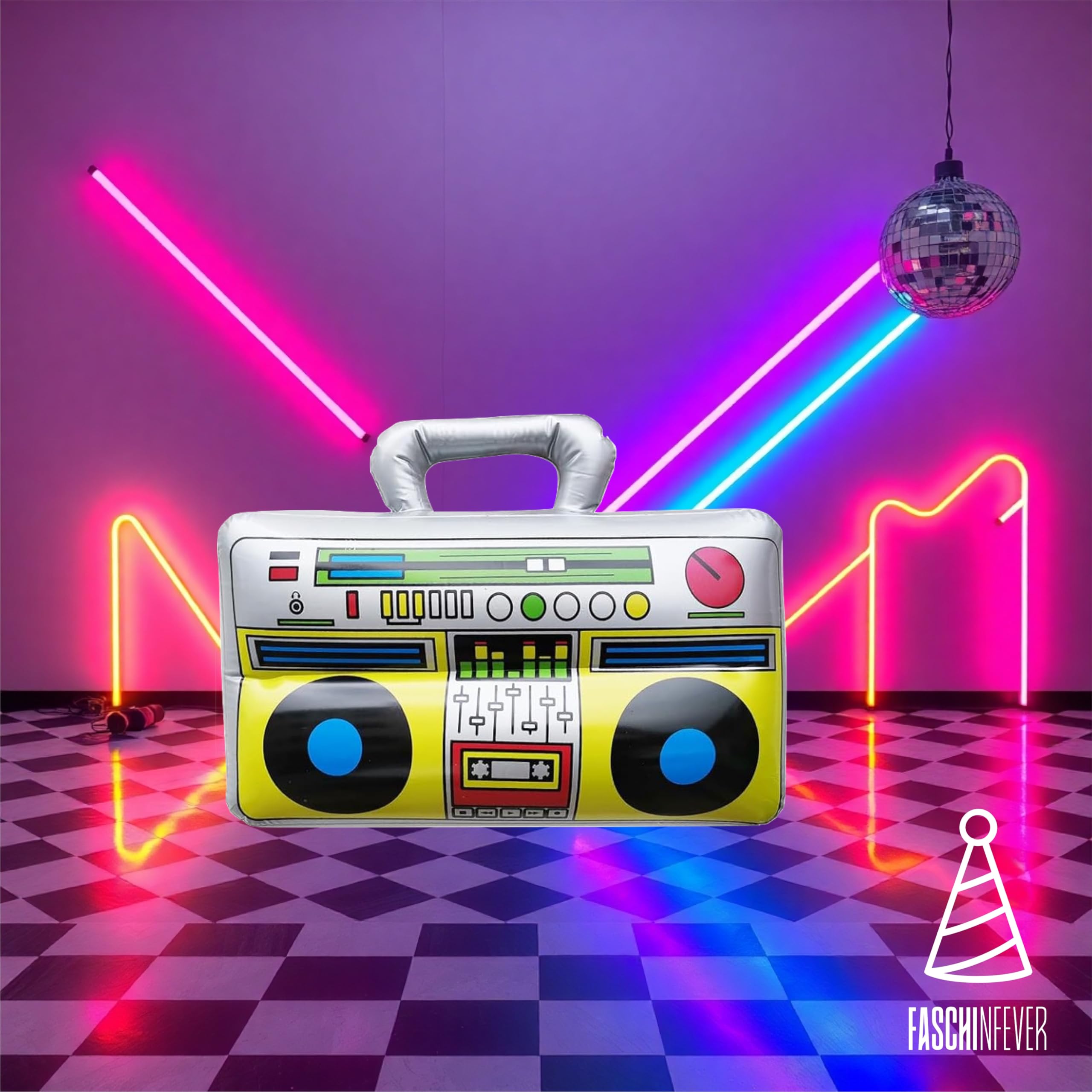 FASCHINFEVER Walkman Inflatable Ghetto Blaster in Retro 80s / 90s Design - Fancy Dress & Carnival Accessory, mix, 1X - Image 4