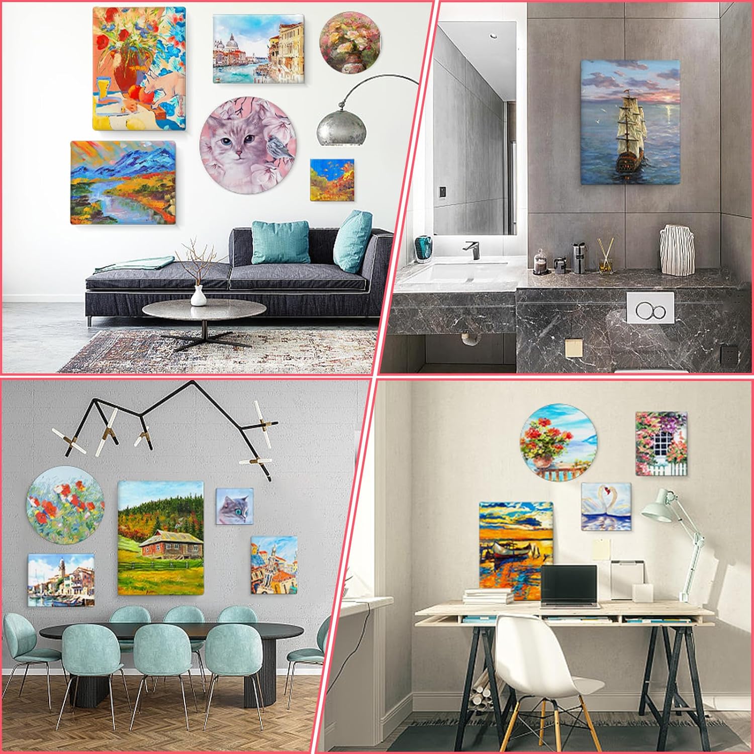 7 Pack Stretched Canvases for Painting, Multi Size 11x14, 9.44x12, 8x10, 5x7, 4x4, Round Canvas with 8x8, 10x10, Primed Blank Canvas for Oil, Acrylic Paint, Beginner, Artist - Image 7