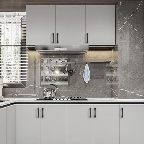 Miniatura 5 de Amerdeco Paquete de 10 tiradores de gabinete negro mate de 4 pulgadas (4.016 in) con agujeros centrales para gabinetes de cocina, manijas de cocina