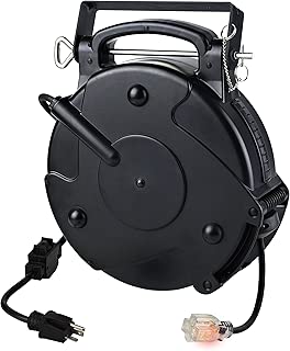 Alert Stamping 8645TFI Heavy Duty 12/3 45 Foot 20 Amp Single Tap Industrial Retractable Extension Cord Reel - coolthings.us