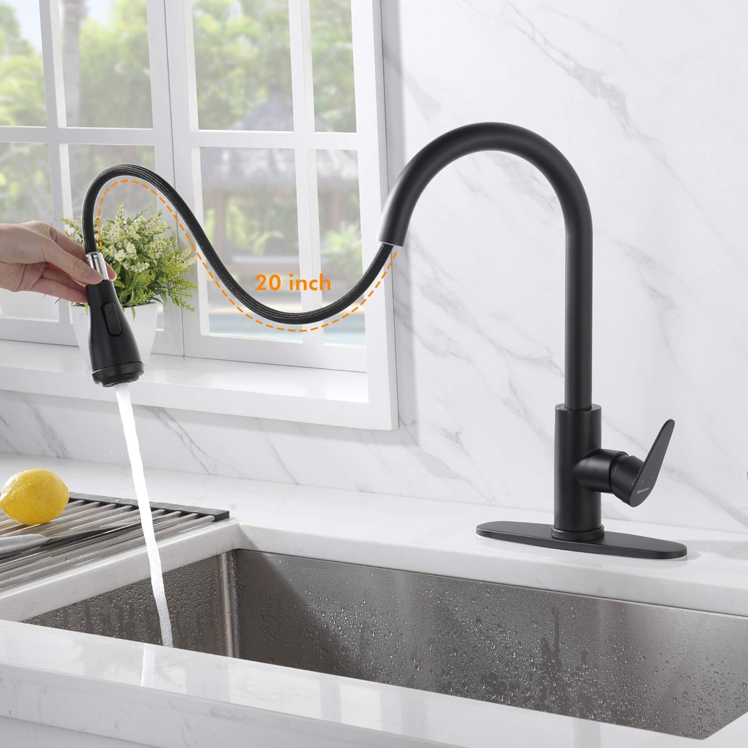 Holiday Deals 🛒 Rainovo Touchless Kitchen Faucet with 4 Modes Pull Down Sprayer Automatic Motion Sensor, Commercial Kitchen Sink Faucet Single Handle High Arc Stainless Steel with 3 Hole Deck Plate, Matte Black